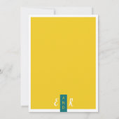 Moderne, grüne und gelbe Minimalhochzeit Einladung (Rückseite)