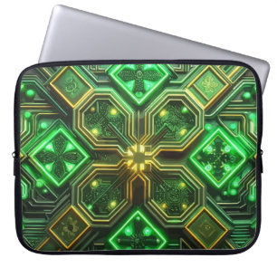 MODERNE GRÜNE UND GOLD IRISH-ZELLTIKPATTER LAPTOPSCHUTZHÜLLE