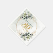 Moderne grüne und goldene botanische 80. Geburtsta Serviette (Ecke)