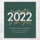 moderne grüne und goldene Drehbuch-Stilabsolventen Weinetikett (Einzelnes Label)