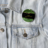 Moderne grüne und goldene Glitter-Monogramm Button (Beispiel)