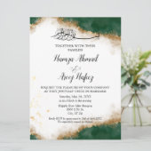 Moderne grüne und goldene islamische Hochzeit Einladung (Stehend Vorderseite)