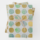 Moderne grüne und goldene Wasserfarbe Geschenkpapier Set (Beispiel)