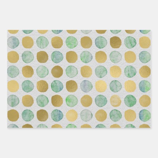 Moderne grüne und goldene Wasserfarbe Geschenkpapier Set (Vorderseite)