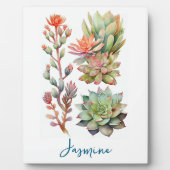 Moderne grüne und korallenfarbene Pflanze Fotoplatte (Vorderseite)