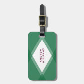 Moderne, grüne und Lila Layered Geometric Gepäckanhänger (Vorderseite vertikal)