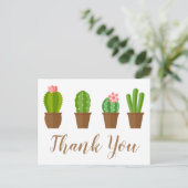 Moderne grüne und rosa Kakteen Illustration Vielen Postkarte (Stehend Vorderseite)