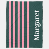 Moderne grüne und rosa weiße Monogramm-Name Fleecedecke (Vorderseite)