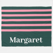 Moderne grüne und rosa weiße Monogramm-Name Fleecedecke (Vorderseite (Horizontal))