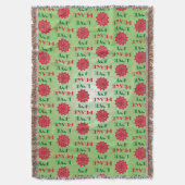 Moderne grüne und rote Liebe, Frieden, Jozia Decke (Vorderseite Vertikal)