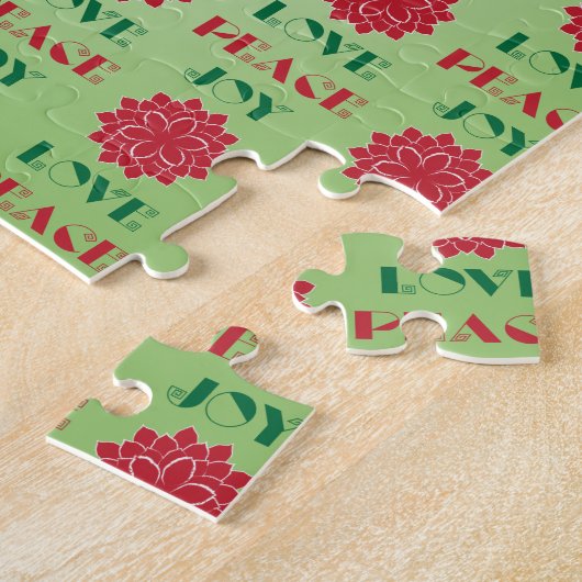 Moderne grüne und rote Liebe, Frieden, Jozia Puzzle (Seite)