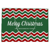 Moderne grüne und rote Streifen frohe Weihnachten Große Geschenktüte (Rückseite)