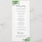 Moderne grüne und tropische Palmenblättergrenze Programm (Rückseite)