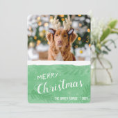 Moderne grüne und weiße frohe Weihnachten (Stehend Vorderseite)