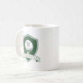 Moderne grüne und weiße Golfball-Name-Monogramm Kaffeetasse (Vorderseite Links)