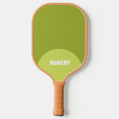 Moderne grüne und weiße Monogramm-Name Pickleball Schläger (Rückseite)