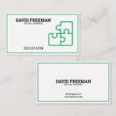 Moderne grüne und weiße Puzzle-Sozialarbeit Visitenkarte (Vorne/Hinten)