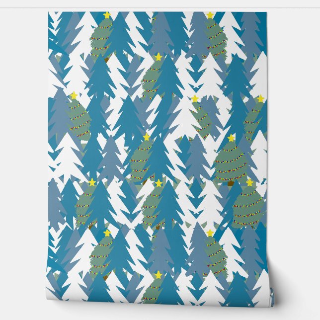 Moderne, grüne und weiße Weihnachten Tapete (Abrollen)