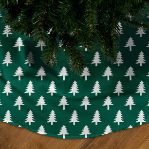 Moderne, grüne und weiße Weihnachtsbäume Polyester Weihnachtsbaumdecke
