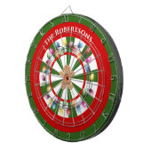 Moderne grüne und weiße Weihnachtsleuchten als Dartscheibe (Vorderseite rechts)