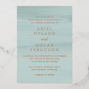 Moderne grüne Wasserfarbe Elegante Hochzeit Folieneinladung