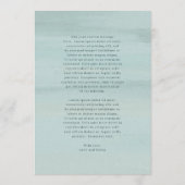 Moderne grüne Wasserfarbe Elegante Hochzeit Menükarte (Rückseite)