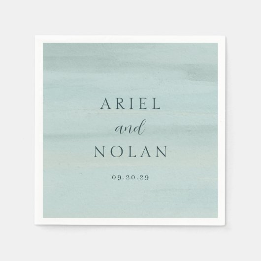 Moderne grüne Wasserfarbe Elegante Hochzeit Serviette (Vorderseite)