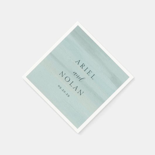 Moderne grüne Wasserfarbe Elegante Hochzeit Serviette (Ecke)