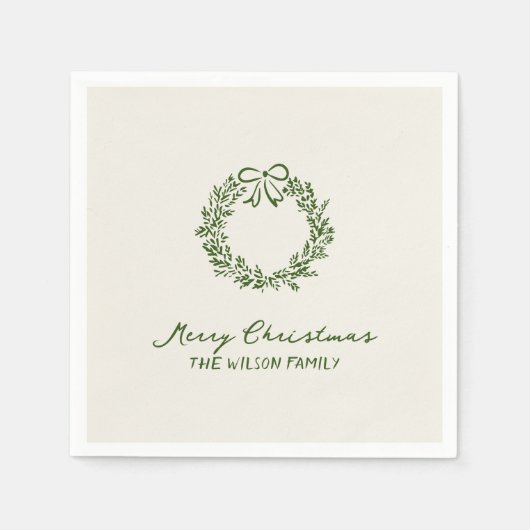 Moderne grüne Weihnachten Serviette (Vorderseite)