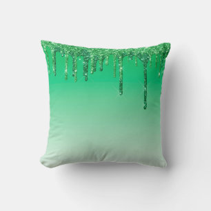 Moderne grüne Weihnachts-Glamour-Glitzer-Tropfen Kissen