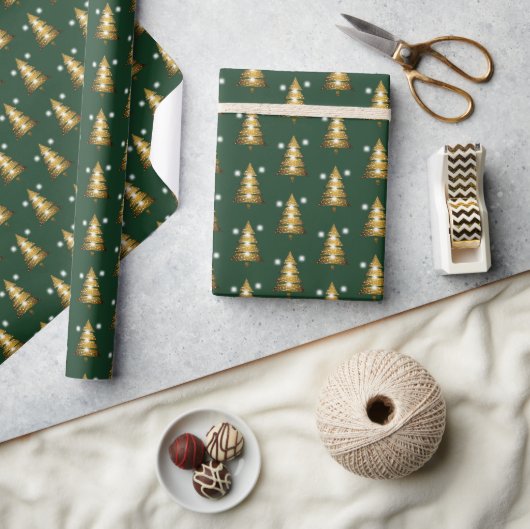 Moderne grüne Weihnachtsbaum Geschenkpapier (Kunsthandwerk)