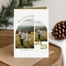 Moderne grüne Weihnachtskarte für die Familie zum 