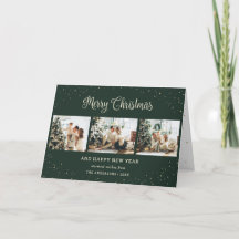 Moderne grüne Weihnachtskarte mit Foto-Collage
