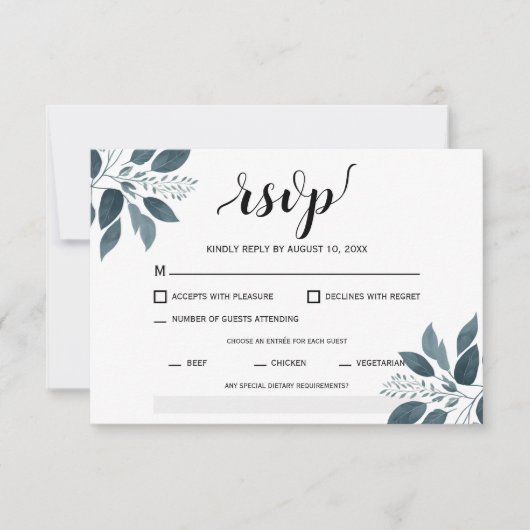 Moderne Grüne Weinkarte RSVP Karte (Vorderseite)