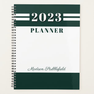 Moderne, grüne Weiß Personalisiert 2024 Planer