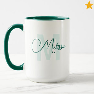 Moderne grüne weiße benutzerdefinierte Namen-Kursi Tasse