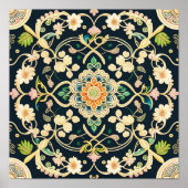 Moderne, grüne, weiße Blütendarstellung Poster (Vorne)