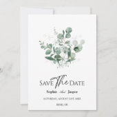 Moderne grüne weiße Hochzeit speichern die Datumsk Save The Date (Vorderseite)