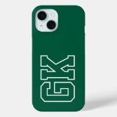 Moderne grüne weiße Monogramm-Initialen Case-Mate iPhone Hülle (Rückseite)