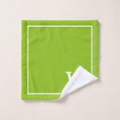 moderne grüne weiße personalisierte Monogramm  Badhandtuch Set (Waschlappen)