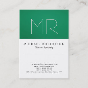 Moderne, grüne, weiße, saubere Visitenkarte für Mo