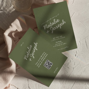 Moderne grüne wunderliche Sommer-QR-Code-Hochzeit Einladung