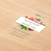 Moderne Grünelemente und florale islamische muslim Acryleinladungen (Ablage )
