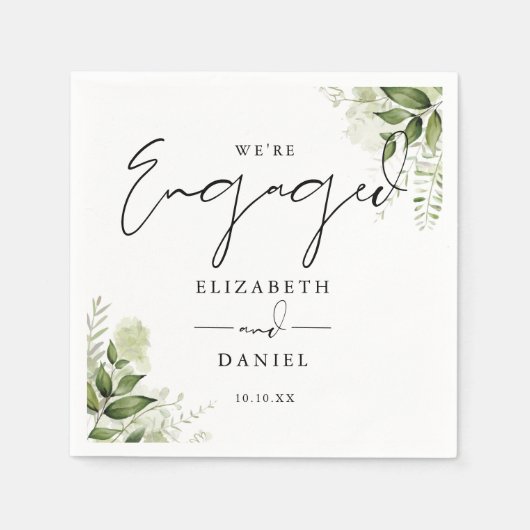 Moderne Grünen florale Engagement Partei Serviette (Vorderseite)