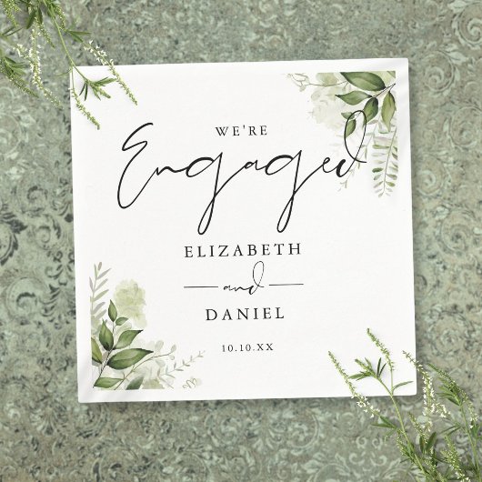 Moderne Grünen florale Engagement Partei Serviette