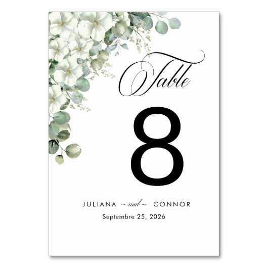 Moderne Grünen Hochzeit Tischnummer (Vorderseite)
