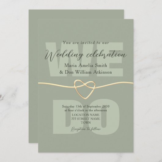 Moderne Grünen Hochzeitsempfang Einladung (Vorne/Hinten)