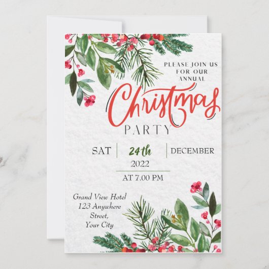 Moderne Grünen Weihnachten Party Einladung (Vorderseite)