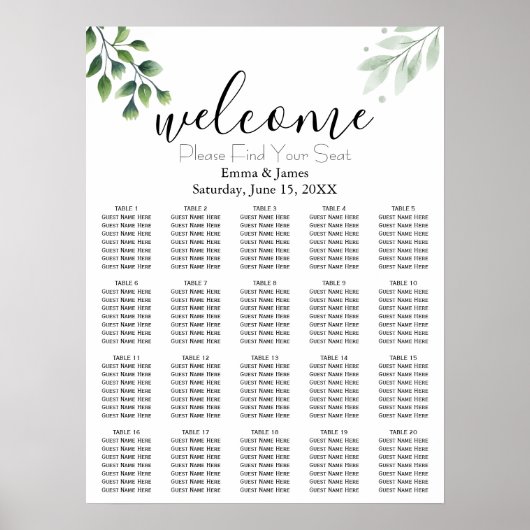 Moderne Grünfläche Hochzeitskarte Poster (Vorne)