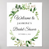 Moderne Grünflächen Blätter Brautparty Zeichen Poster (Vorne)